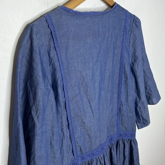 Matilda Jane Hour By Hour Chambray Cotton Boho Mixed Media Lace Trim Cardigan - Picture 7 of 12